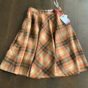 New Pink Martini Simple Math Plaid Lined Skirt S, Orange